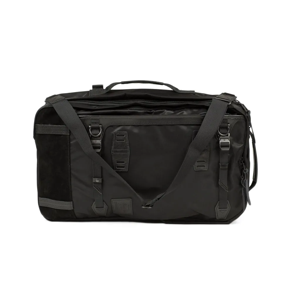 "Potential" backpack / overnighter, black Cordura and leather with all-black hardware