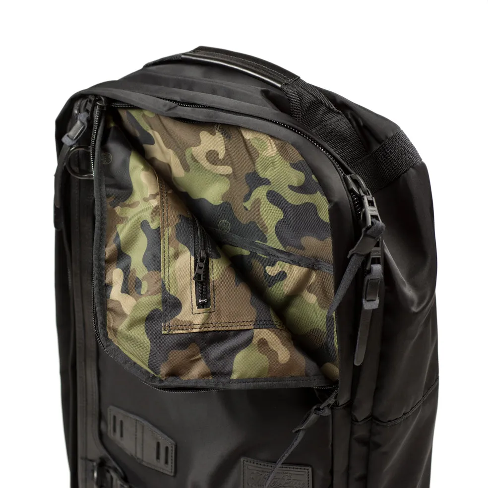 "Potential" backpack / overnighter, black Cordura and leather with all-black hardware