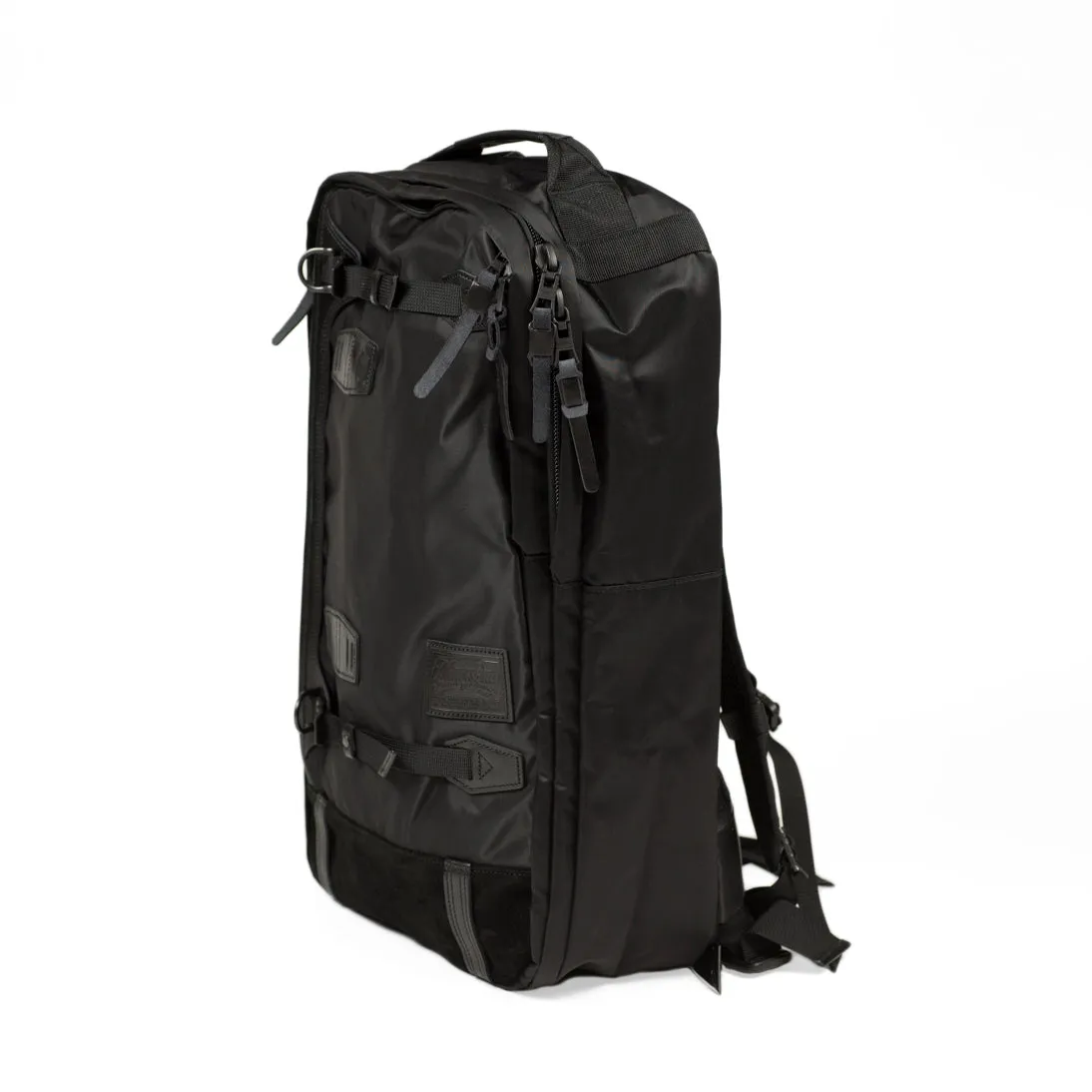 "Potential" backpack / overnighter, black Cordura and leather with all-black hardware