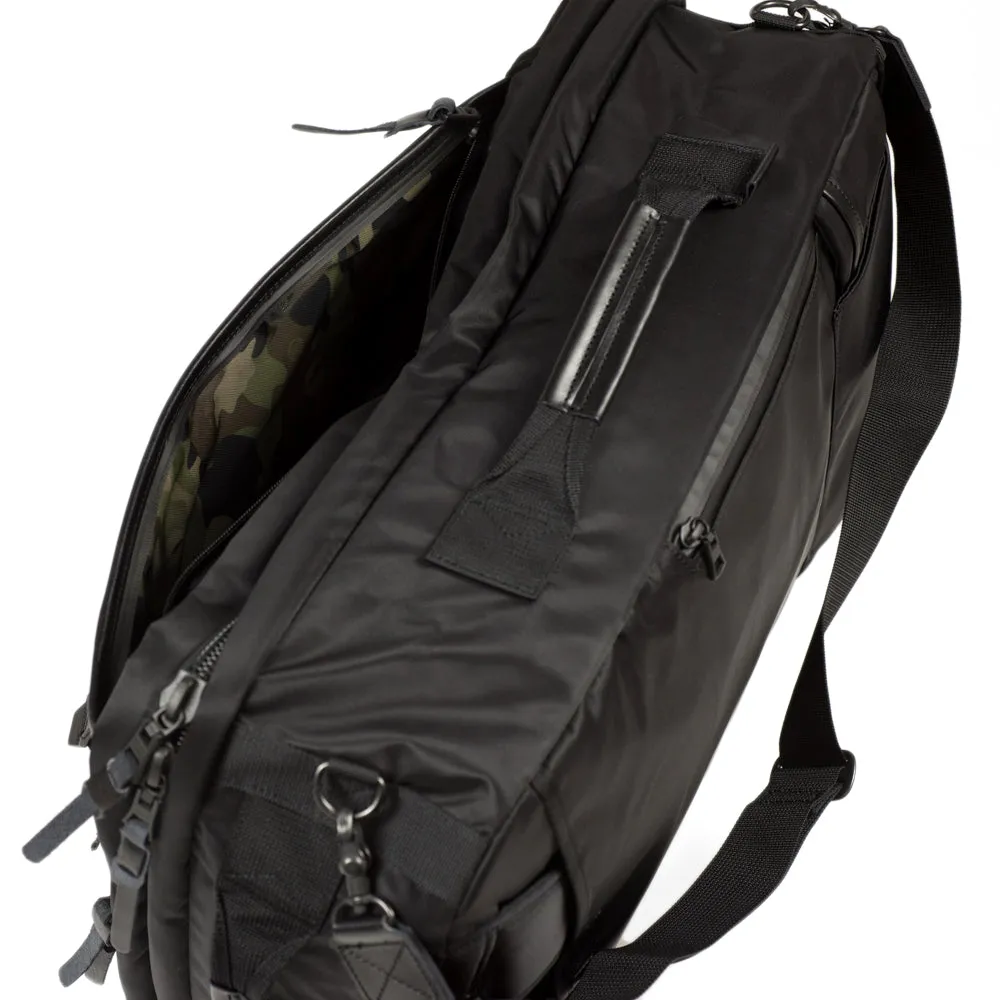 "Potential" backpack / overnighter, black Cordura and leather with all-black hardware