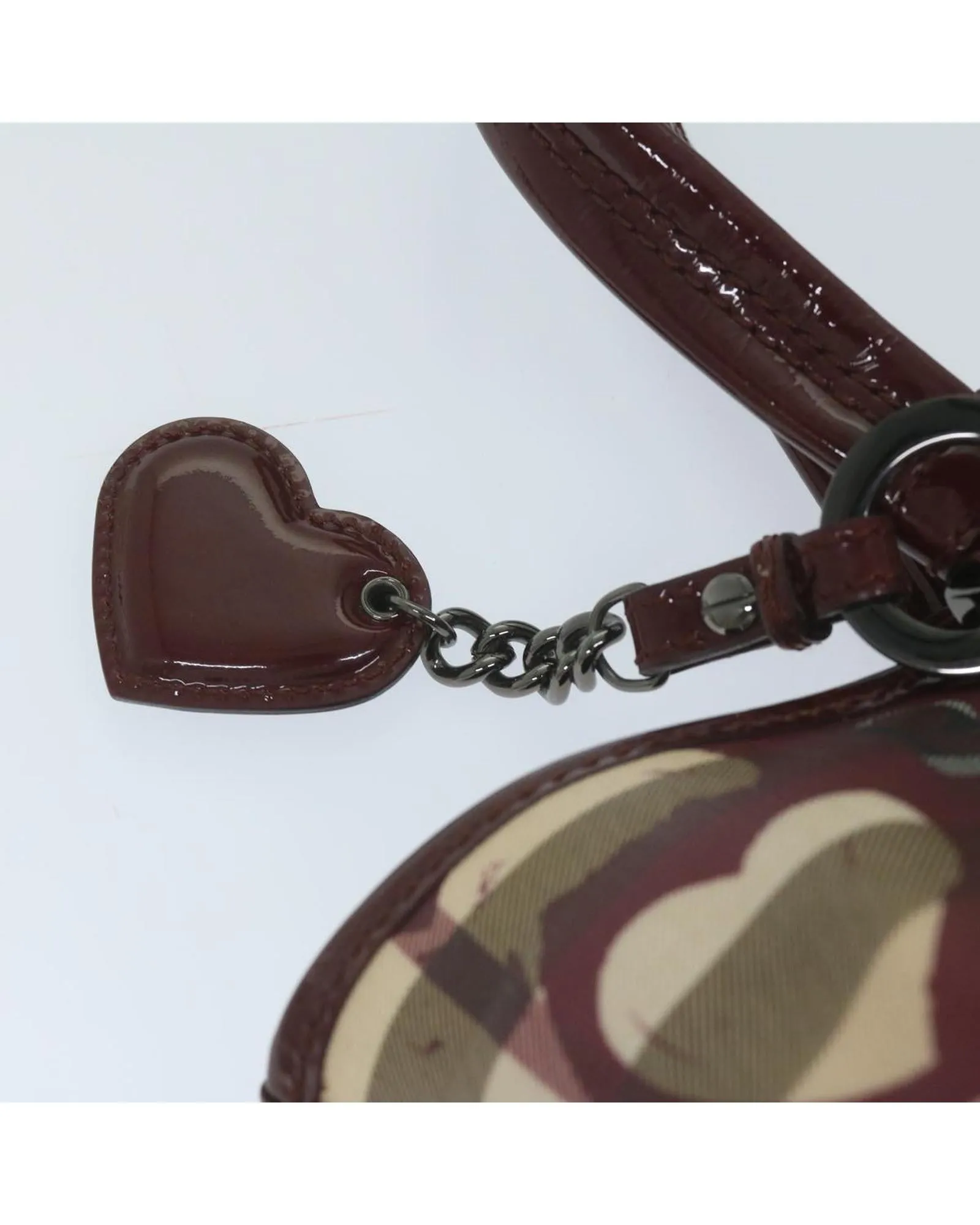 Red PVC Leather Tote Bag with Nova Check Pattern