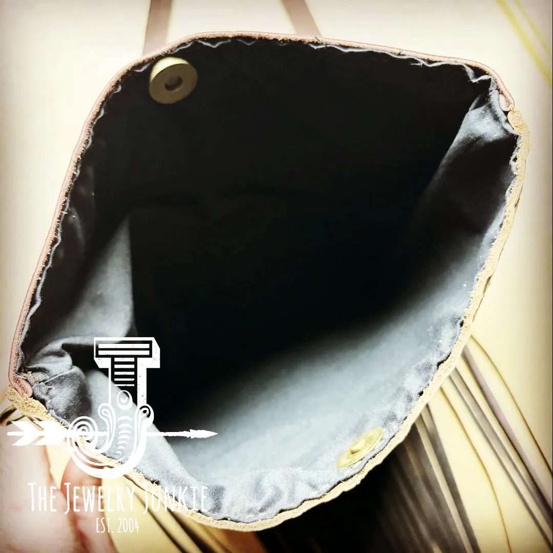 **Small Crossbody Handbag w/ Copper Aztec Leather Full Fringe 513f