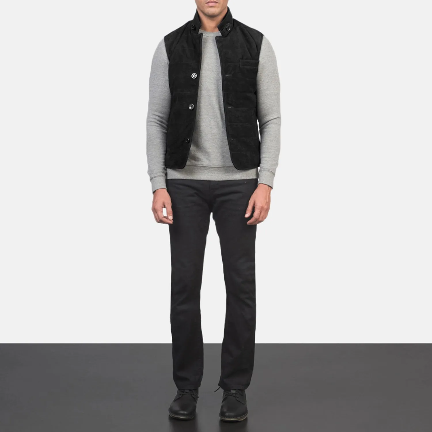 Tony Black Suede Vest