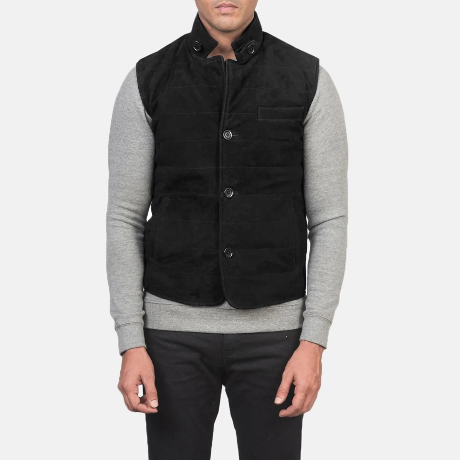 Tony Black Suede Vest