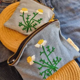 Upcycled Denim Pocket and Tote Combo | Hand Embroidered