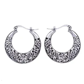 Vintage Silver Boho Hoop Earrings