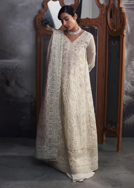 White Organza Net Pakistani Suit | Mushq | Qala Kamdaani | Aaila