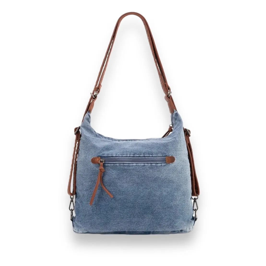 Wrangler Floral Tooled Denim Hobo/Crossbody Backpack (Convertible ) Jean