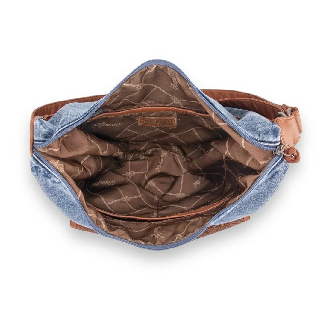 Wrangler Floral Tooled Denim Hobo/Crossbody Backpack (Convertible ) Jean