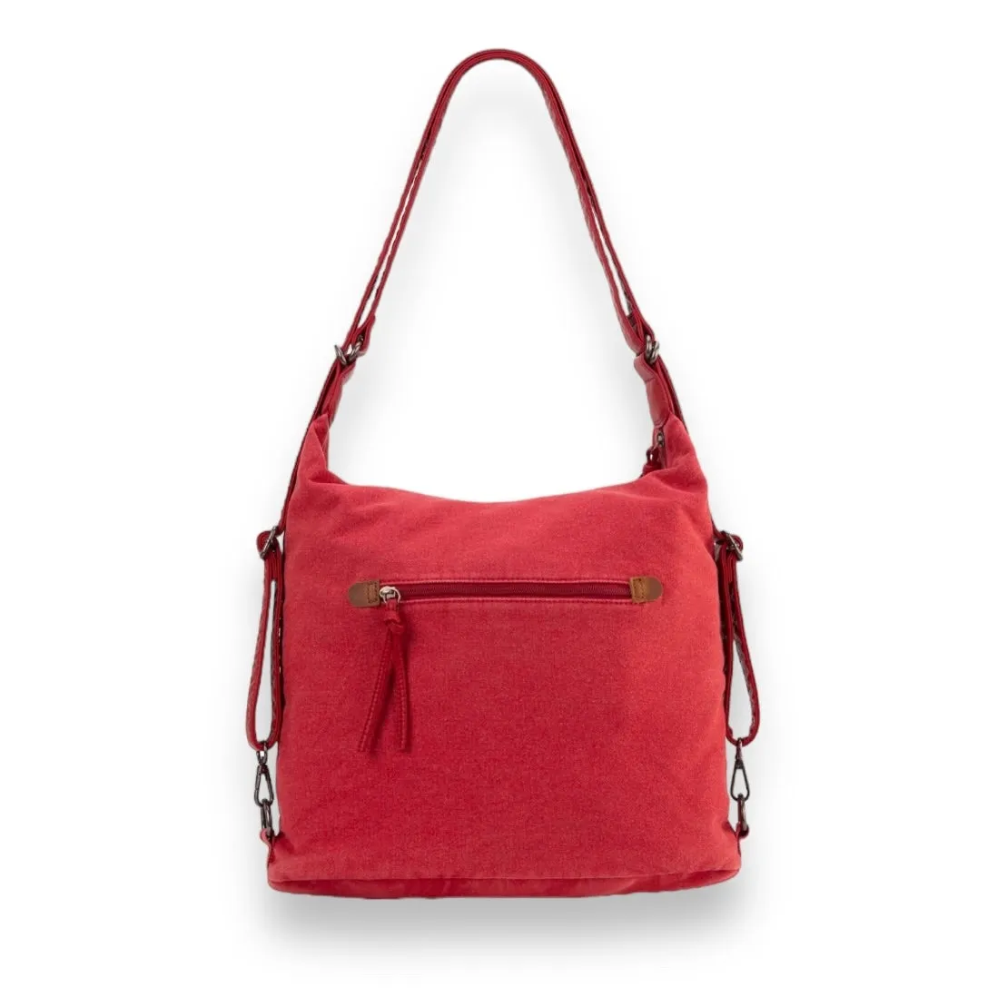 Wrangler Floral Tooled Denim Hobo/Crossbody Backpack (Convertible ) Red